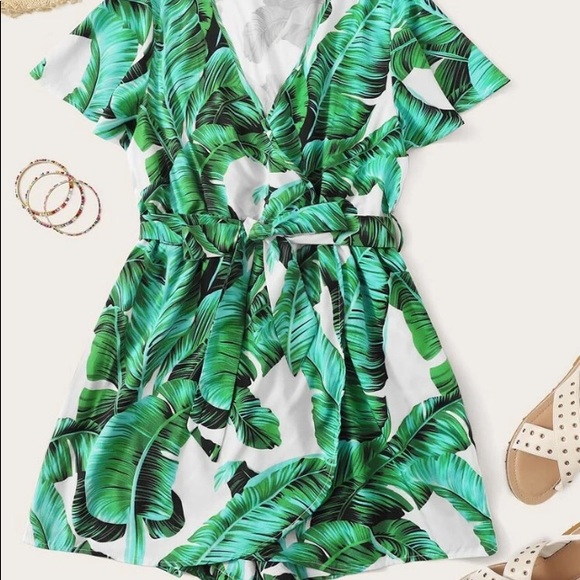 🤩Tropical Leaf Print Romper - Picture 7 of 8
